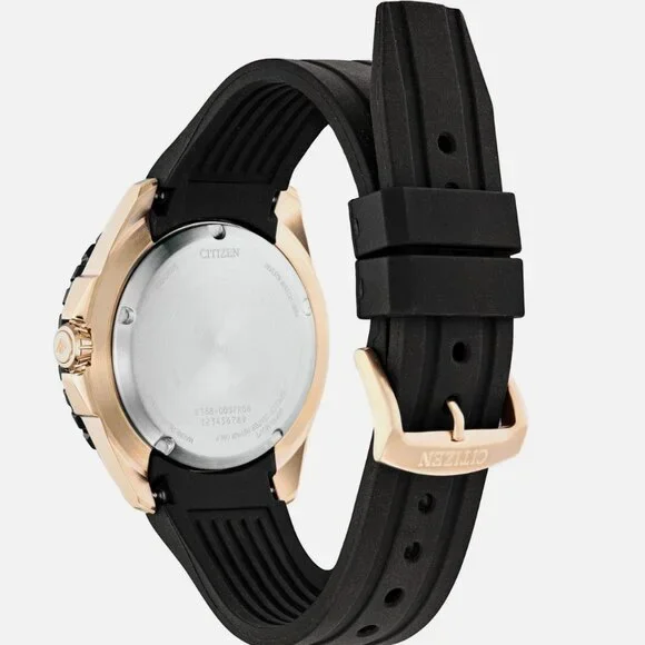 Citizen Men 's Sea Calendar Eco-Drive Black Polyurethane Watch 45 MM